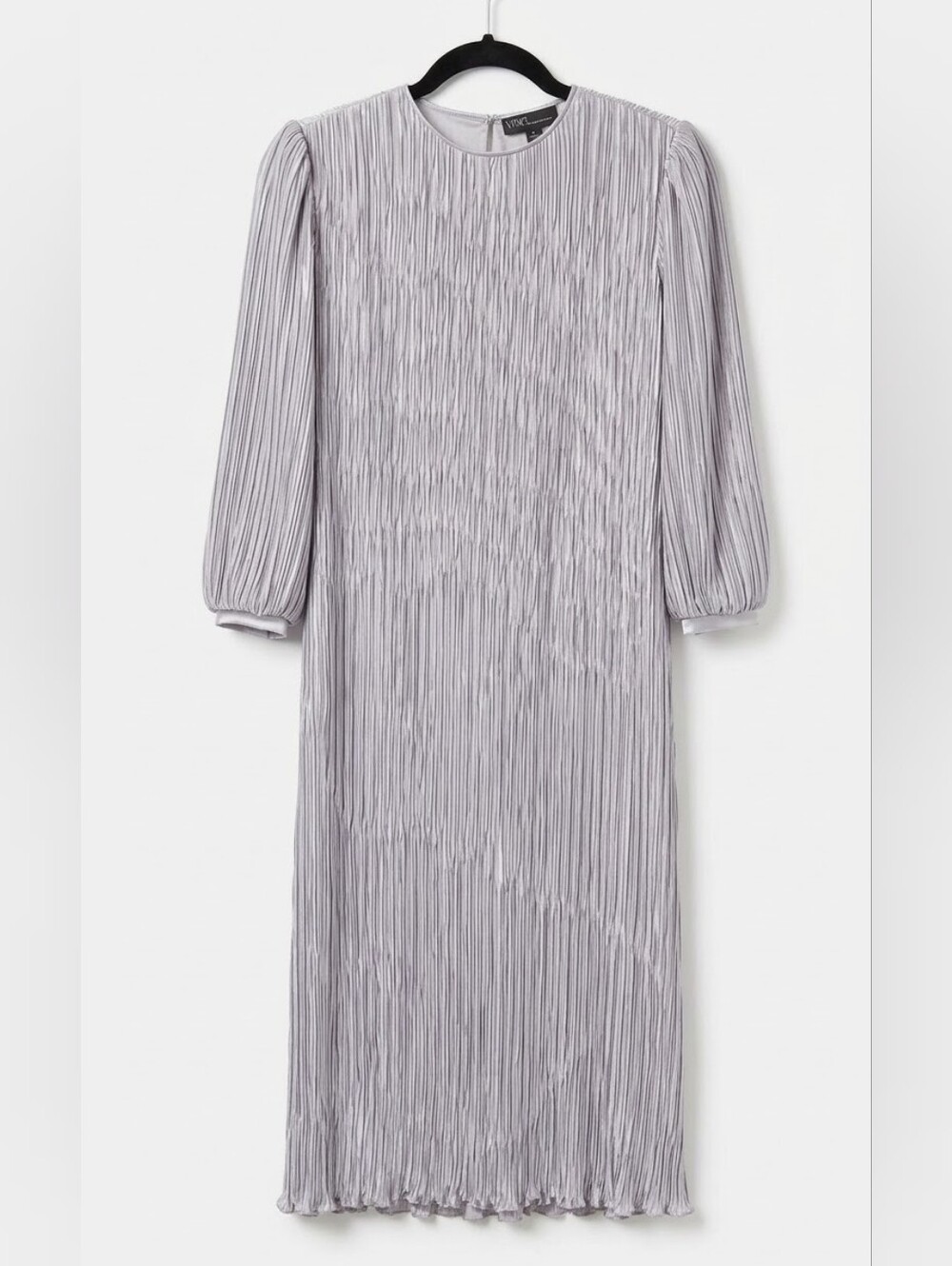 Vintage Pierre Labiche Plissé Accordion Pleated Midi Dress Lavender Sz 10